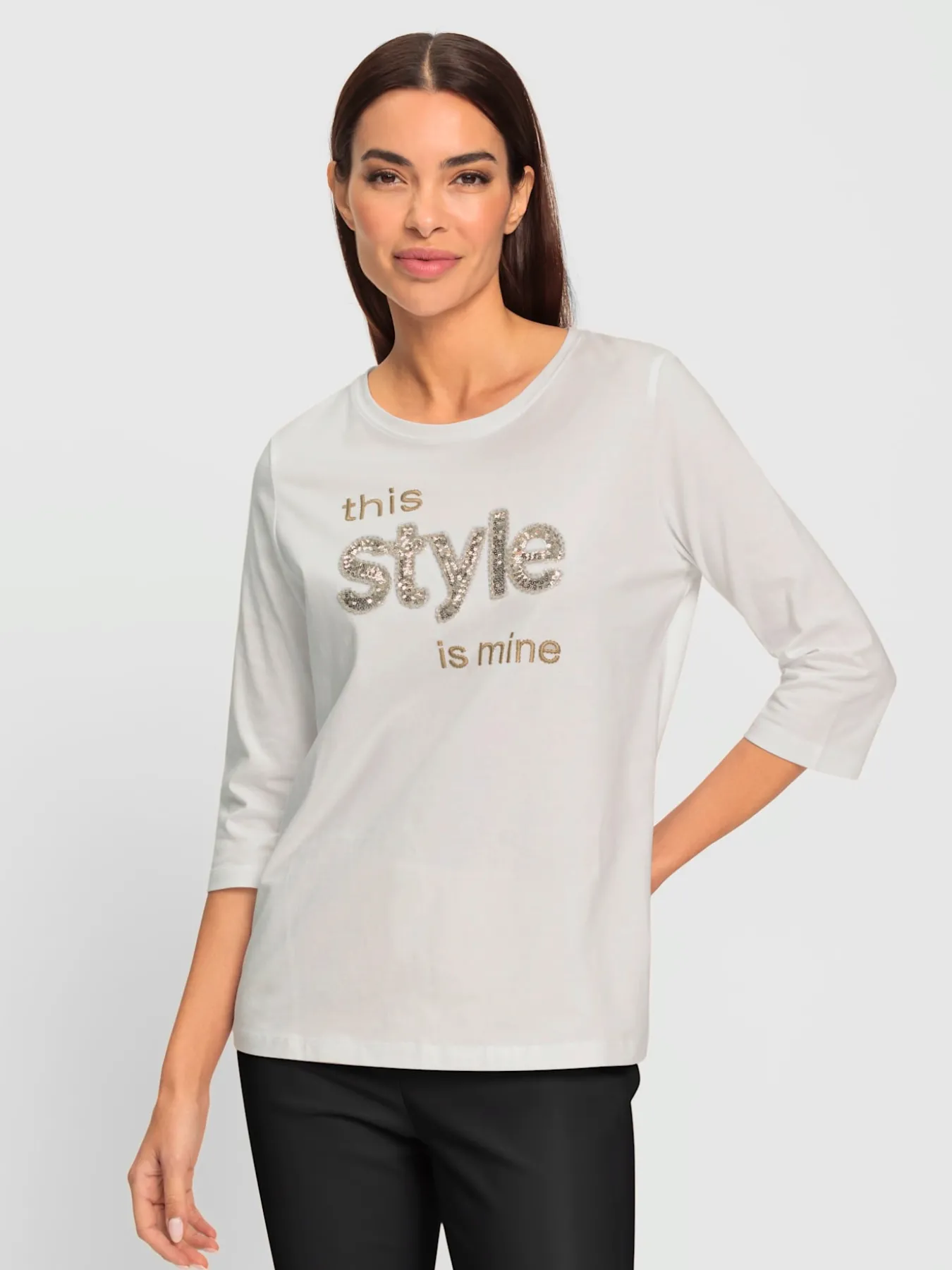 T-shirt à manches 3/4 paillettes brillantes