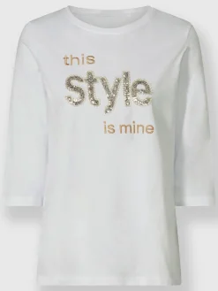 T-shirt à manches 3/4 paillettes brillantes