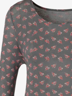 T-shirt à manches 3/4 petit nœud et découpe à la finition des manches
