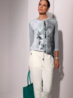 T-shirt à manches 3/4 petites pierres fantaisie
