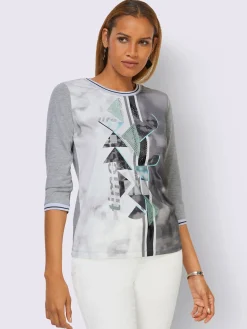 T-shirt à manches 3/4 petites pierres fantaisie