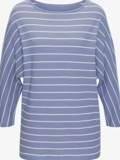 T-shirt à manches 3/4 rayures structurées