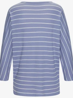 T-shirt à manches 3/4 rayures structurées