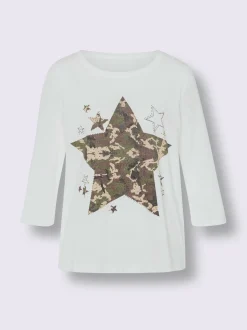T-shirt à manches 3/4 séduisant motif à étoiles