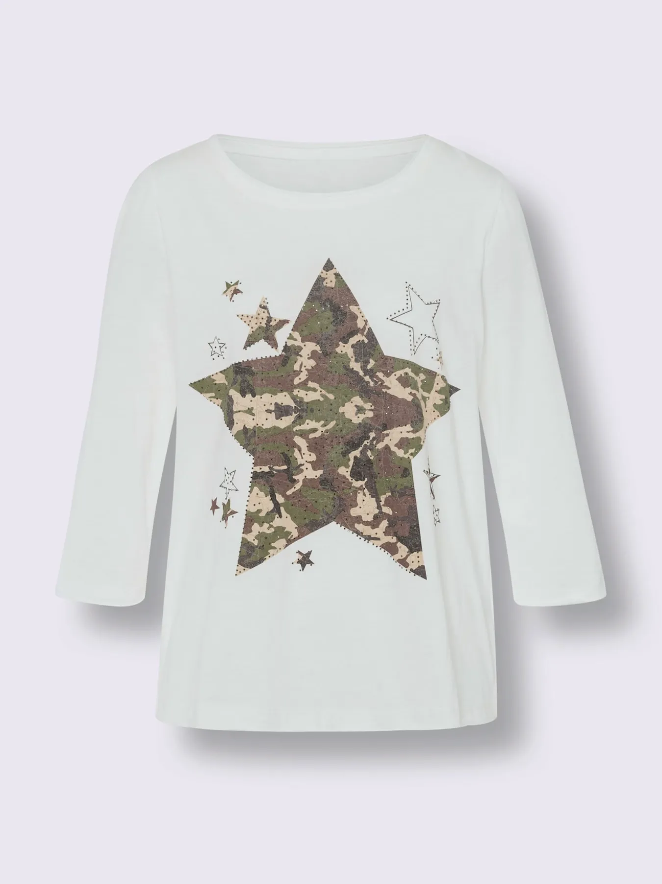 T-shirt à manches 3/4 séduisant motif à étoiles
