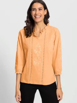 T-shirt à manches 3/4 superbe broderie florale