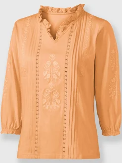 T-shirt à manches 3/4 superbe broderie florale