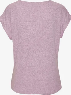 T-shirt à manches courtes bouton brillant à strass au niveau de l'encolure