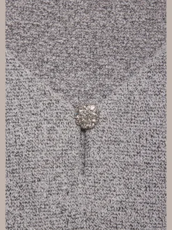 T-shirt à manches courtes bouton brillant à strass au niveau de l'encolure