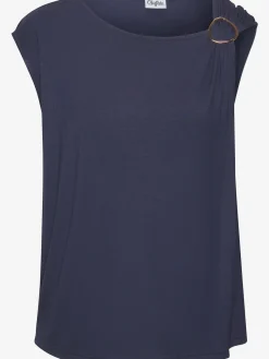 T-shirt à manches courtes boucle décorative dorée sur l'épaule gauche