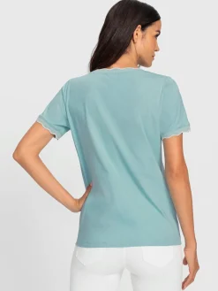 T-shirt à manches courtes bords ondulés élégants