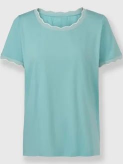 T-shirt à manches courtes bords ondulés élégants