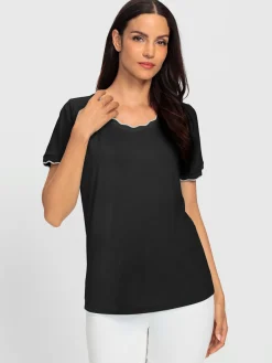 T-shirt à manches courtes bords ondulés élégants