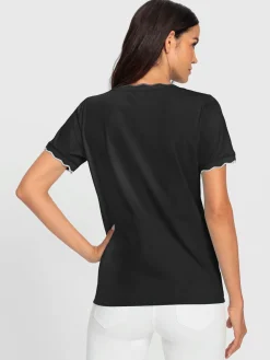 T-shirt à manches courtes bords ondulés élégants