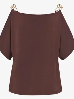 T-shirt à manches courtes chaînes dorées en guise de bretelles