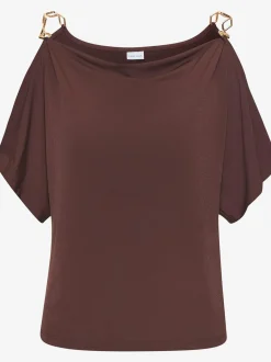 T-shirt à manches courtes chaînes dorées en guise de bretelles
