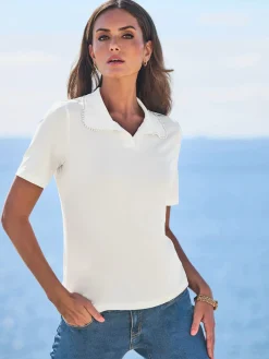 T-shirt à manches courtes col polo tendance