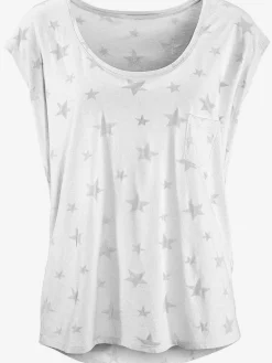 T-shirt à manches courtes dévoré légèrement transparent avec motif étoile