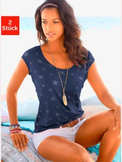 T-shirt à manches courtes dévoré légèrement transparent avec motif étoile