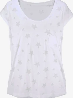 T-shirt à manches courtes dévoré légèrement transparent avec motif étoile