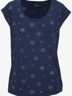 T-shirt à manches courtes dévoré légèrement transparent avec motif étoile