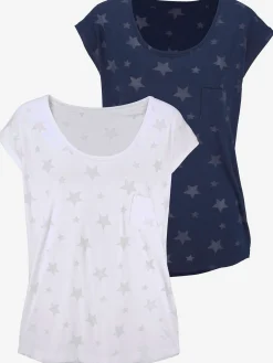 T-shirt à manches courtes dévoré légèrement transparent avec motif étoile