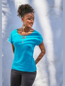 T-shirt à manches courtes empiècement en crochet doux au dos