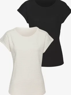 T-shirt à manches courtes empiècement crochet fin aux épaules