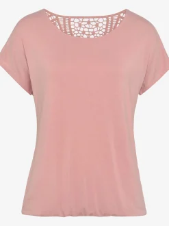 T-shirt à manches courtes empiècement en crochet doux au dos