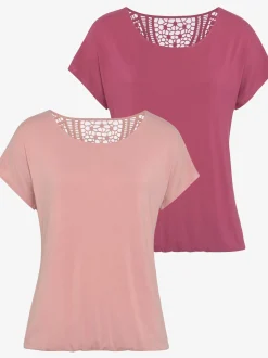T-shirt à manches courtes empiècement en crochet doux au dos
