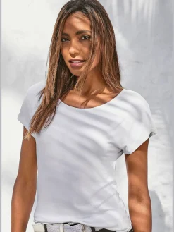 T-shirt à manches courtes empiècement en crochet doux au dos