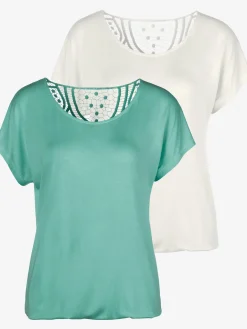 T-shirt à manches courtes empiècement en crochet doux au dos
