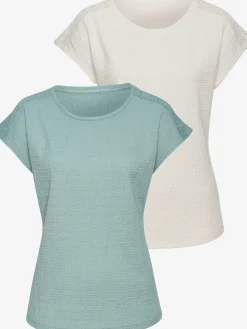 T-shirt à manches courtes empiècement crochet fin aux épaules
