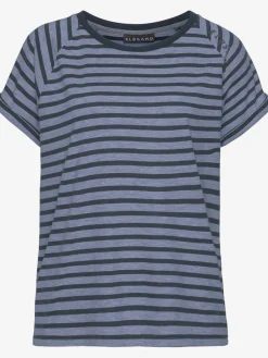 T-shirt à manches courtes encolure ronde avec bord-côtes ouverts