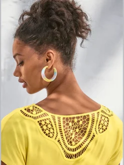 T-shirt à manches courtes empiècement en crochet doux au dos