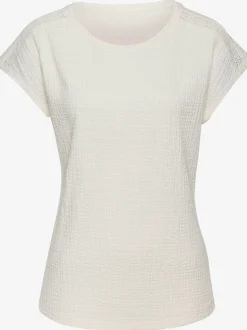 T-shirt à manches courtes empiècement crochet fin aux épaules