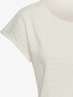 T-shirt à manches courtes empiècement crochet fin aux épaules