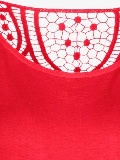 T-shirt à manches courtes empiècement en crochet doux au dos