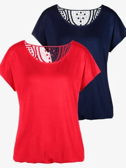 T-shirt à manches courtes empiècement en crochet doux au dos