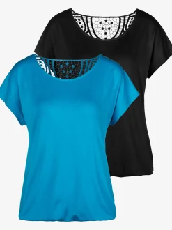 T-shirt à manches courtes empiècement en crochet doux au dos
