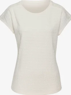 T-shirt à manches courtes empiècement crochet fin aux épaules