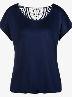 T-shirt à manches courtes empiècement en crochet doux au dos