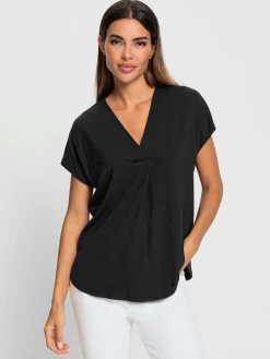 T-shirt à manches courtes encolure en v chevauchante
