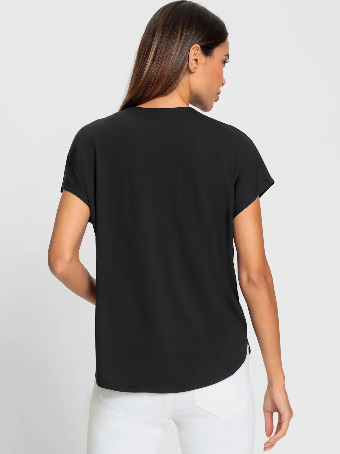 T-shirt à manches courtes encolure en v chevauchante
