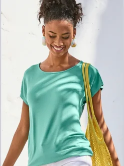 T-shirt à manches courtes empiècement en crochet doux au dos