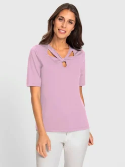 T-shirt à manches courtes encolure raffinée