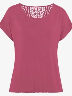 T-shirt à manches courtes empiècement en crochet doux au dos