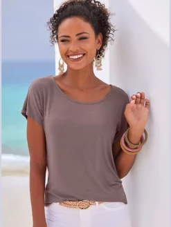T-shirt à manches courtes empiècement en crochet doux au dos