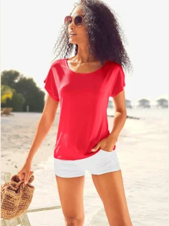 T-shirt à manches courtes empiècement en crochet doux au dos