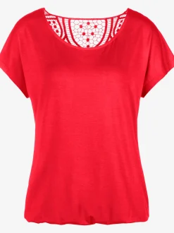 T-shirt à manches courtes empiècement en crochet doux au dos